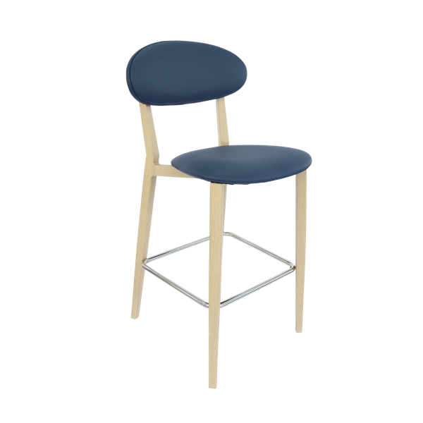 Durafurn Atlanta Barstool - Narrow Backrest - Wenge Frame/Navy Vinyl Seat & Backrest