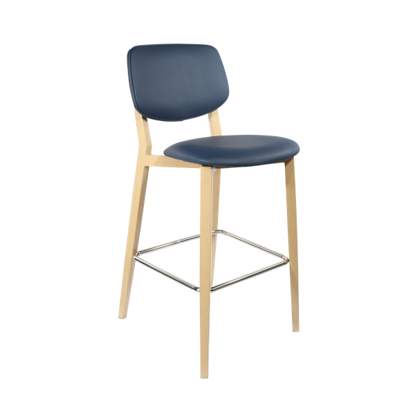 Durafurn Atlanta Barstool - large Backrest - Oak Frame/Navy Vinyl Seat & Backrest