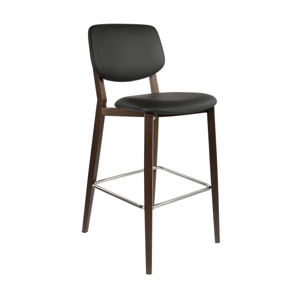 Durafurn Atlanta Barstool - large Backrest - Wenge Frame/Black Vinyl Seat & Backrest