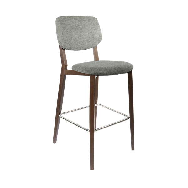 Durafurn Atlanta Barstool - large Backrest - Wenge Frame/Dark Grey Fabric Seat & Backrest