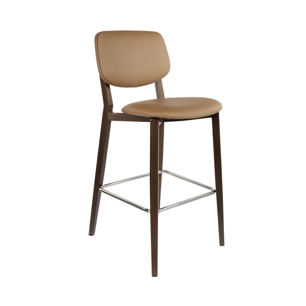 Durafurn Atlanta Barstool - large Backrest - Wenge Frame/Taupe Vinyl Seat & Backrest