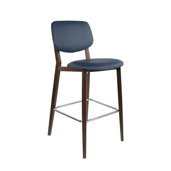 Durafurn Atlanta Barstool - large Backrest - Wenge Frame/Navy Vinyl Seat & Backrest