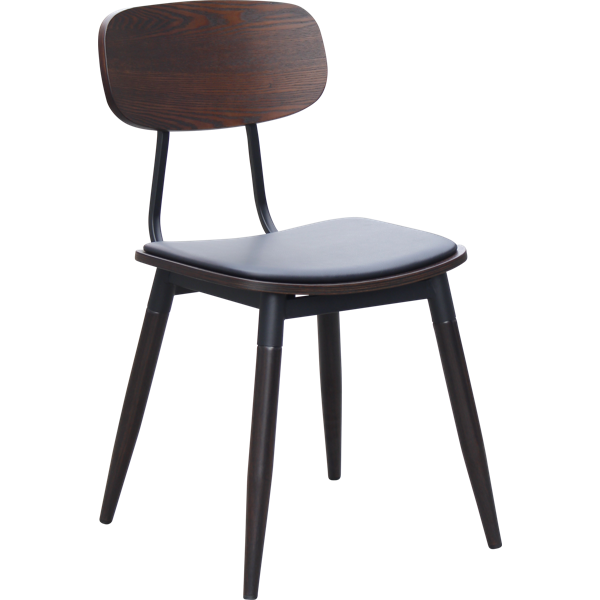 Durafurn Austin Chair - Black PU Vinyl Seat + Wenge Backrest