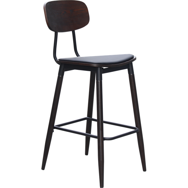 Durafurn AustinBarstool - Black PU Vinyl Seat + Wenge Backrest