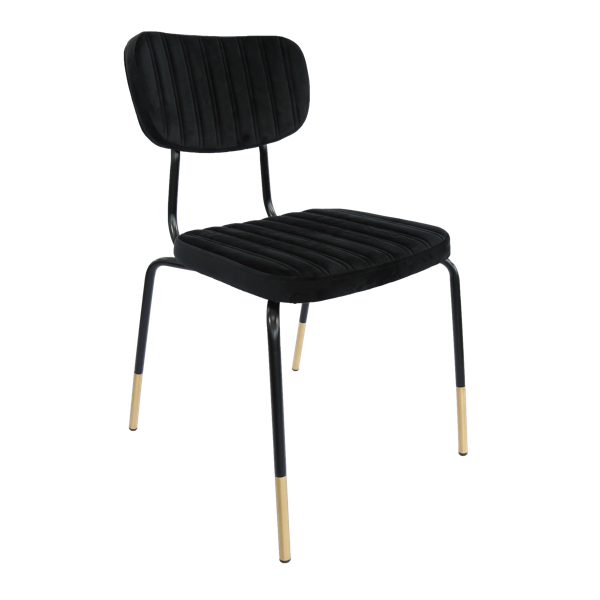 Durafurn Tiramisu Chair - Black Frame with Brass Tip / Black Velvet