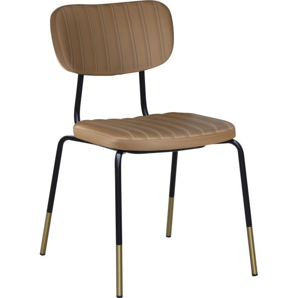 Durafurn Tiramisu Chair - Black Frame with Brass Tip / Taupe Vinyl