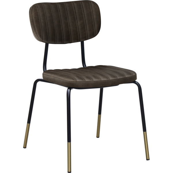 Durafurn Tiramisu Chair - Black Frame with Brass Tip /  Charcoal Fabric