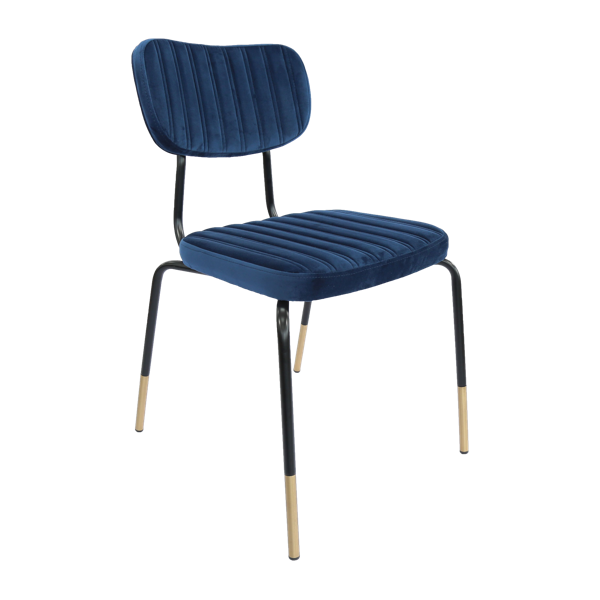 Durafurn Tiramisu Chair - Black Frame with Brass Tip /  Denim Velvet
