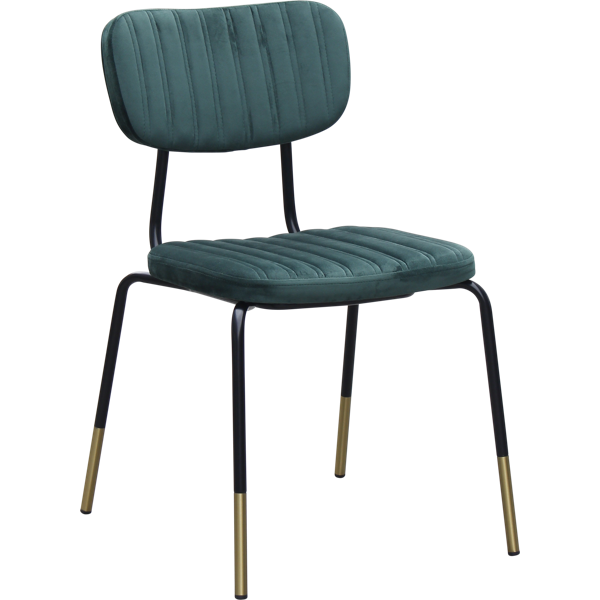 Durafurn Tiramisu Chair - Black Frame with Brass Tip /  Forest Green Velvet