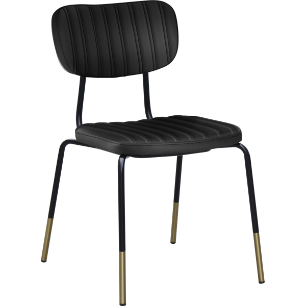 Durafurn Tiramisu Chair - Black Frame with Brass Tip / Black Vinyl