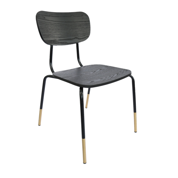 Durafurn Tiramisu Chair - Black Frame with Brass Tip / Black Ply