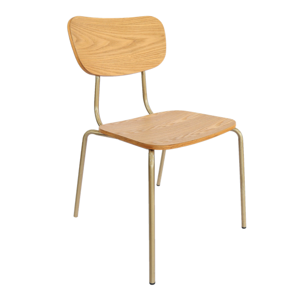 Durafurn Tiramisu Chair - Brass Frame  / Oak Ply