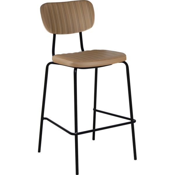 Durafurn Tiramisu Barstool - Black Frame / Taupe Vinyl