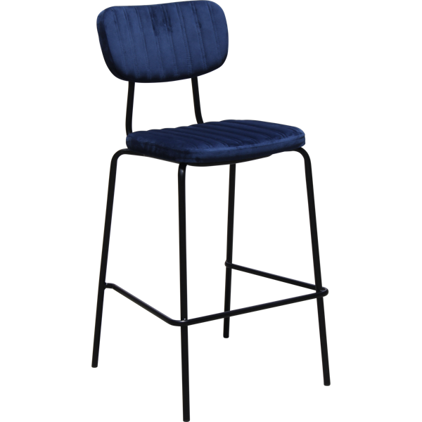 Durafurn Tiramisu Barstool - Black Frame /  Denim Velvet
