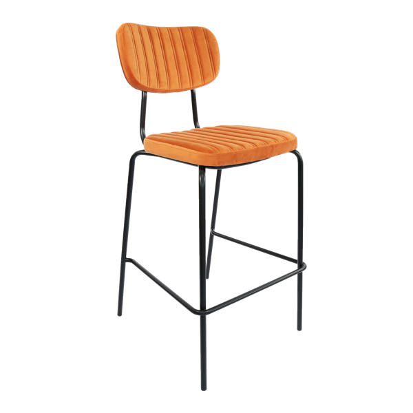 Durafurn Tiramisu Barstool - Black Frame /  Burnt Orange Velvet