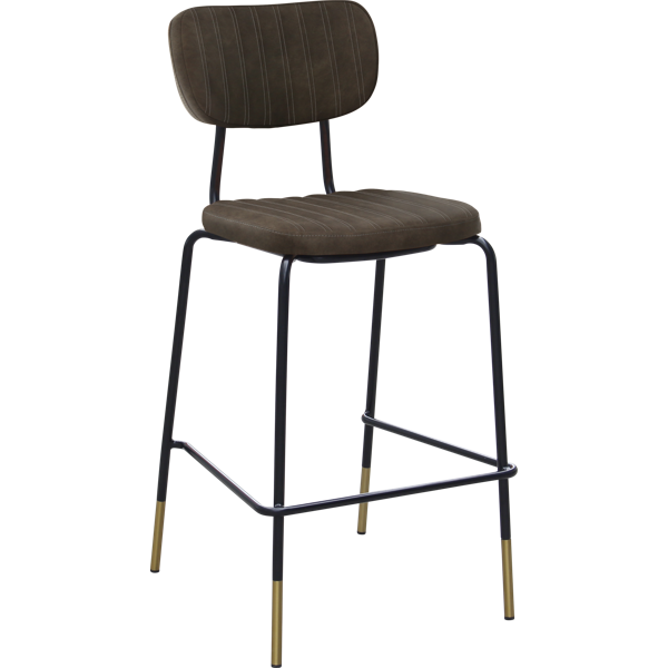 Durafurn Tiramisu Barstool - Black Frame with Brass Tip /  Charcoal Fabric