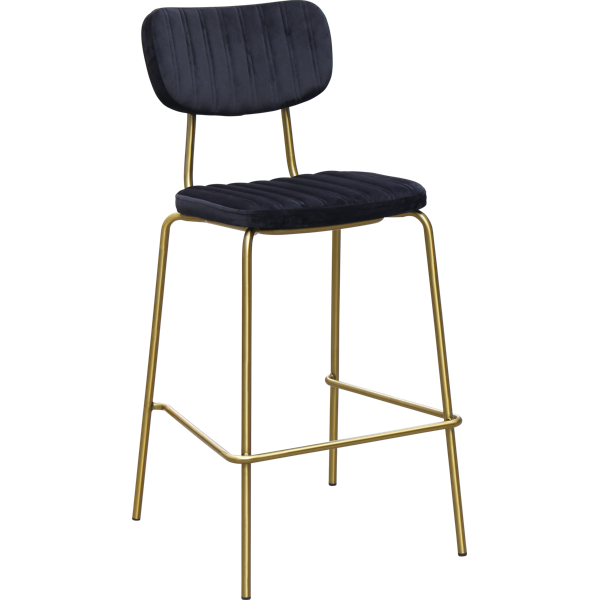 Durafurn Tiramisu Barstool - Brass Frame / Black Velvet
