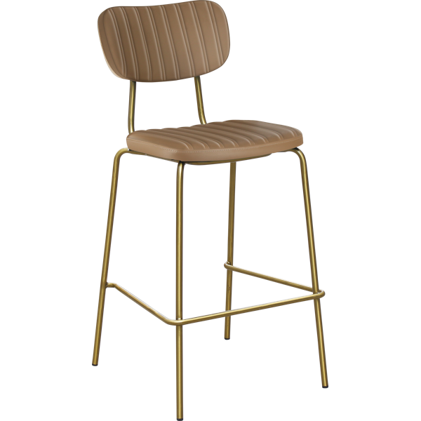 Durafurn Tiramisu Barstool - Brass Frame / Taupe Vinyl