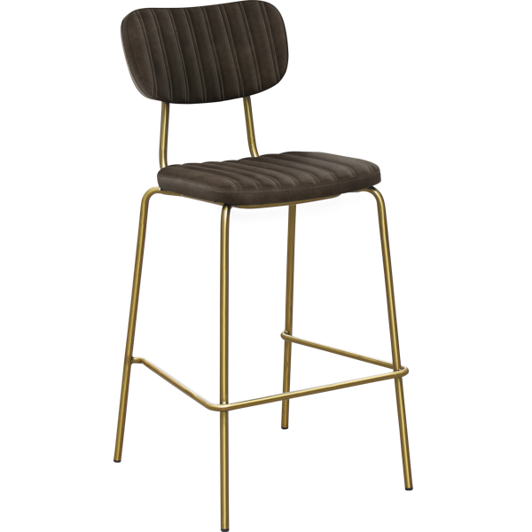 Durafurn Tiramisu Barstool - Brass Frame /  Charcoal Fabric