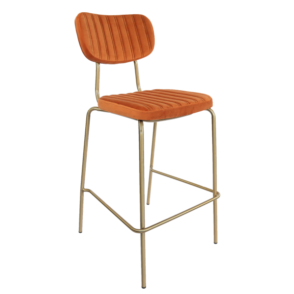 Durafurn Tiramisu Barstool - Brass Frame/  Burnt Orange Velvet