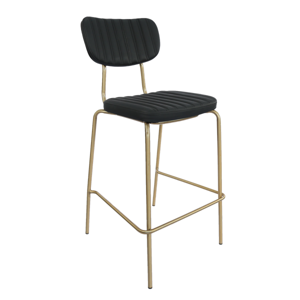 Durafurn Tiramisu Barstool - Brass Frame / Black Vinyl