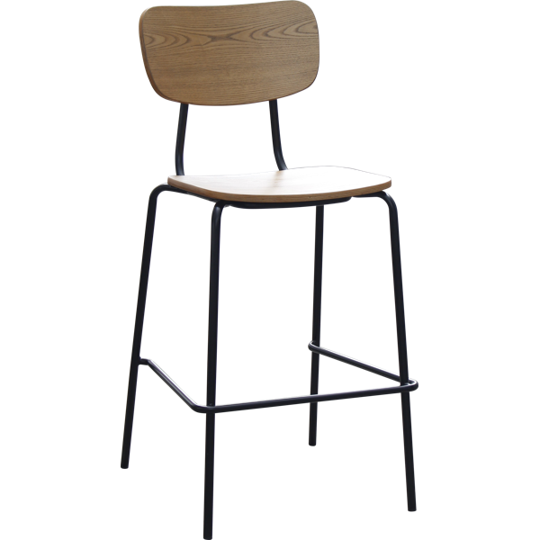 Durafurn Tiramisu Barstool - Black Frame / Oak Ply