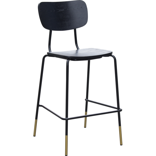 Durafurn Tiramisu Barstool - Black Frame with Brass Tip / Black Ply