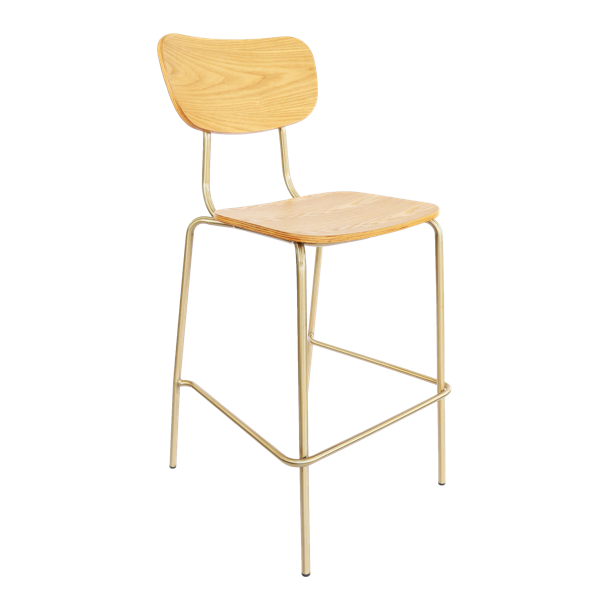 Durafurn Tiramisu Barstool - Brass Frame  / Oak Ply