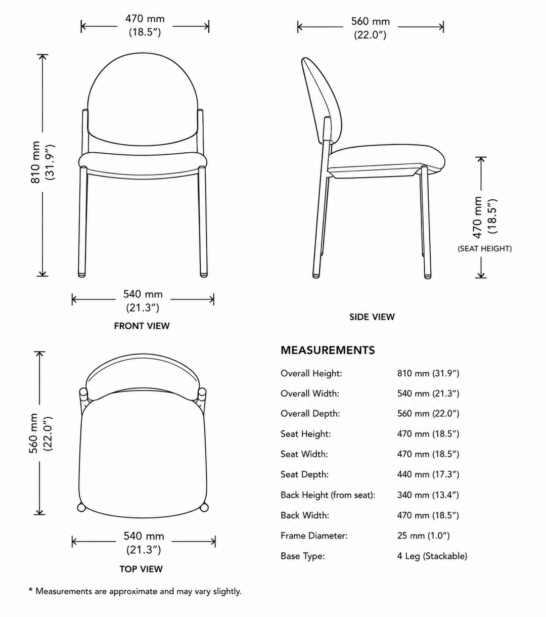 Galaxy Visitor Meeting Chair Stackable Black