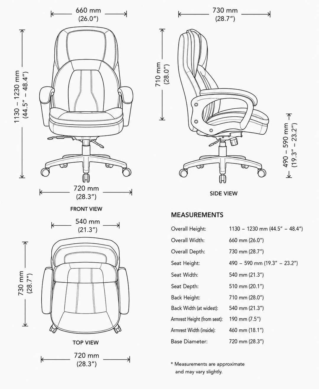 Hercules High Back Executive Leather Office Chair 175kg Rated
