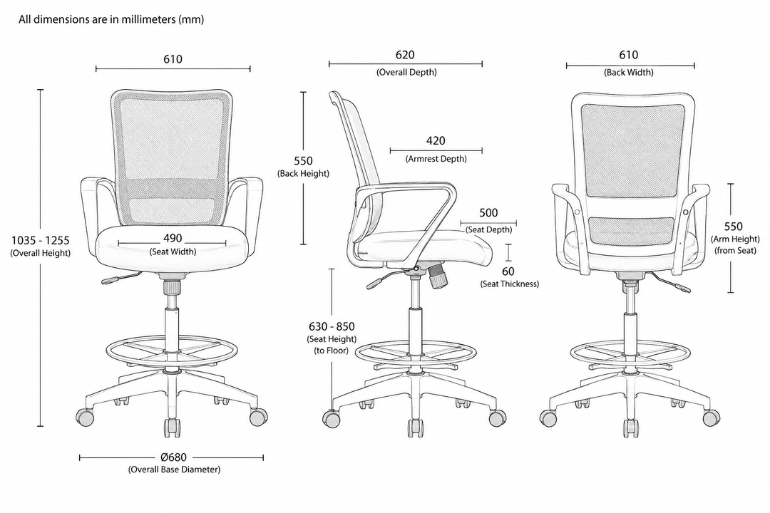 Luna Drafting Office Chair White