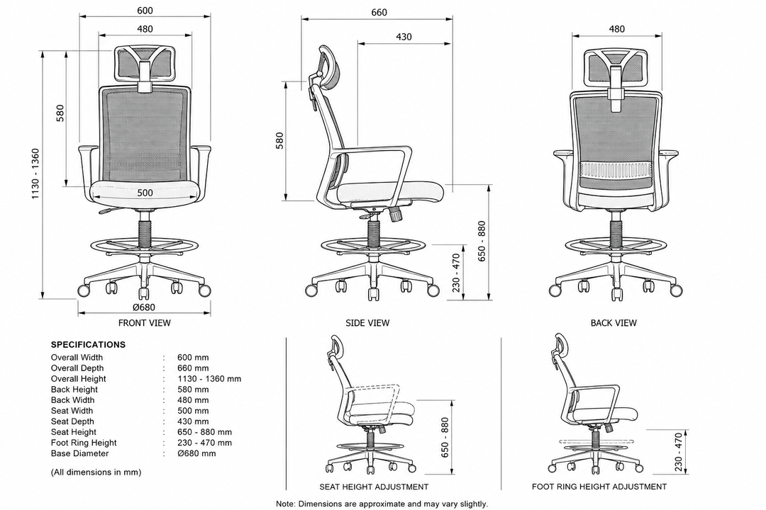 Nova Drafting Office Chair Black