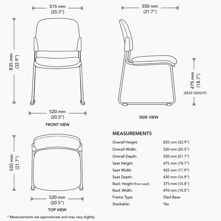 Palm Visitor Meeting Chair Stackable