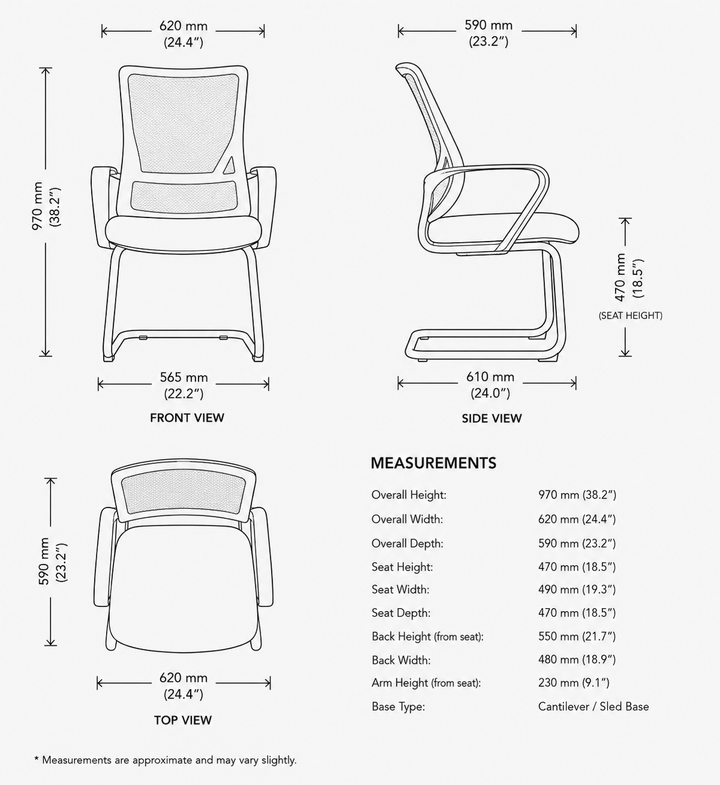 Swan Visitor Meeting Mesh Chair Arms Black