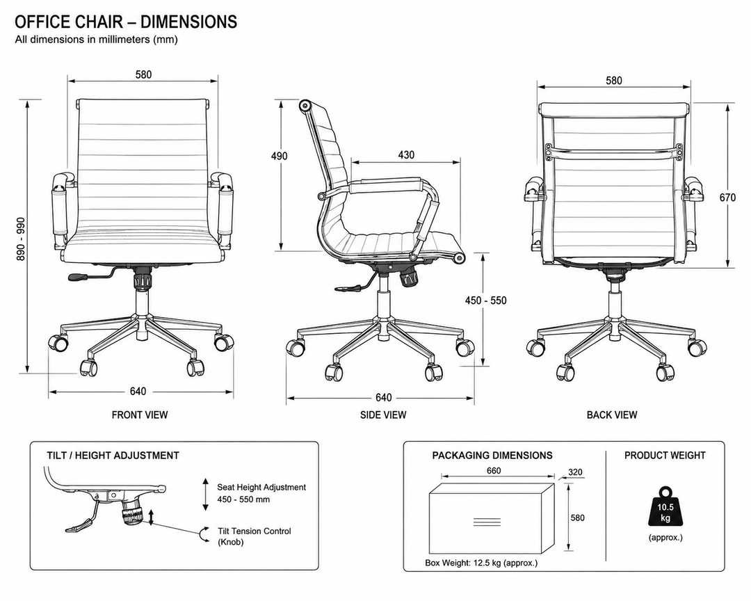 Vogue Med Back Office Chair Brown