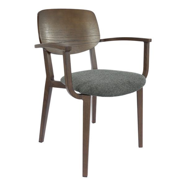 Durafurn Atlanta Armchair - large Ply Backrest - Wenge Frame/Dark Grey Fabric Seat & Ply Backrest