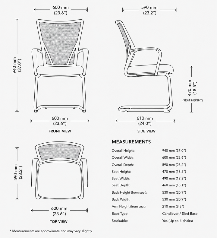Zenetta Visitor Meeting Mesh Arm Chair Black