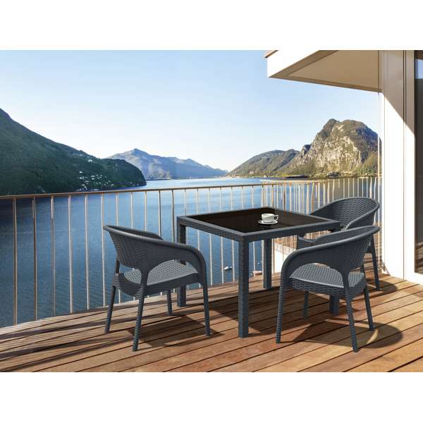 Siesta Bali Table/ Panama Arm Chair 3 Seat Package - White