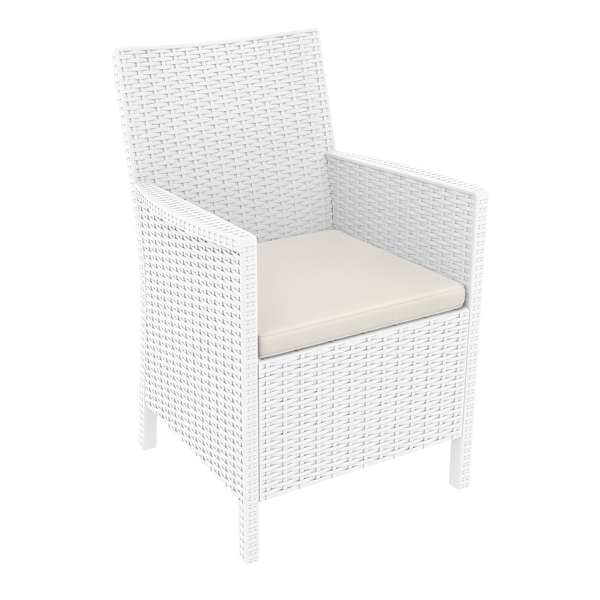 Siesta California Arm Chair - White with Beige Cushion
