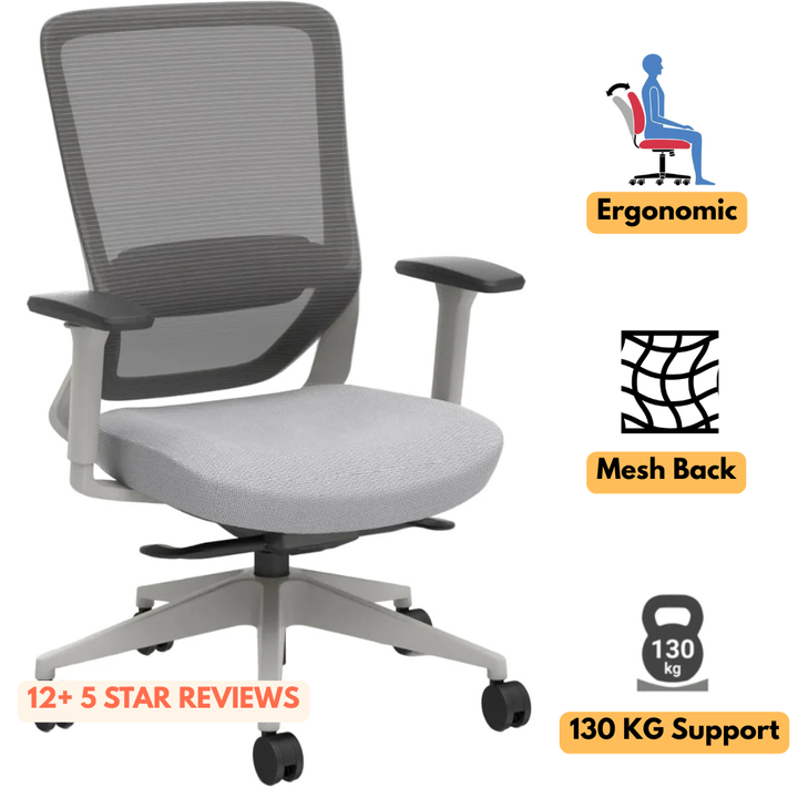 Ella White Mesh Ergonomic Gaslift Chair