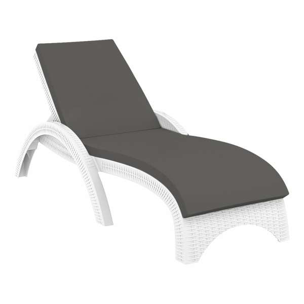 Siesta Fiji Sun Lounger - White with Dark Grey etisilk Cushion