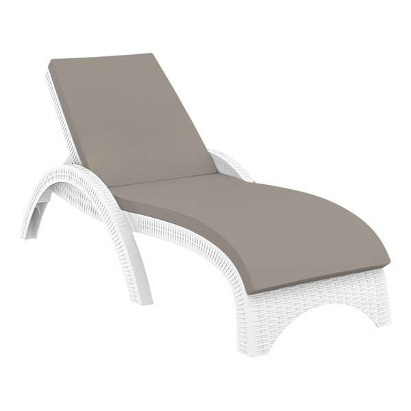 Siesta Fiji Sun Lounger - White with Light Brown etisilk Cushion