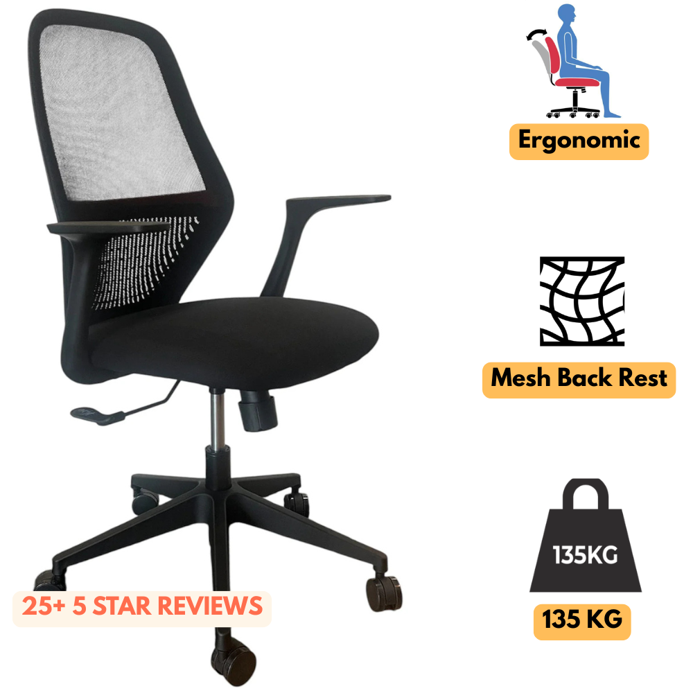 Flower Ergonomic Mesh Gaslift Office Chair Black