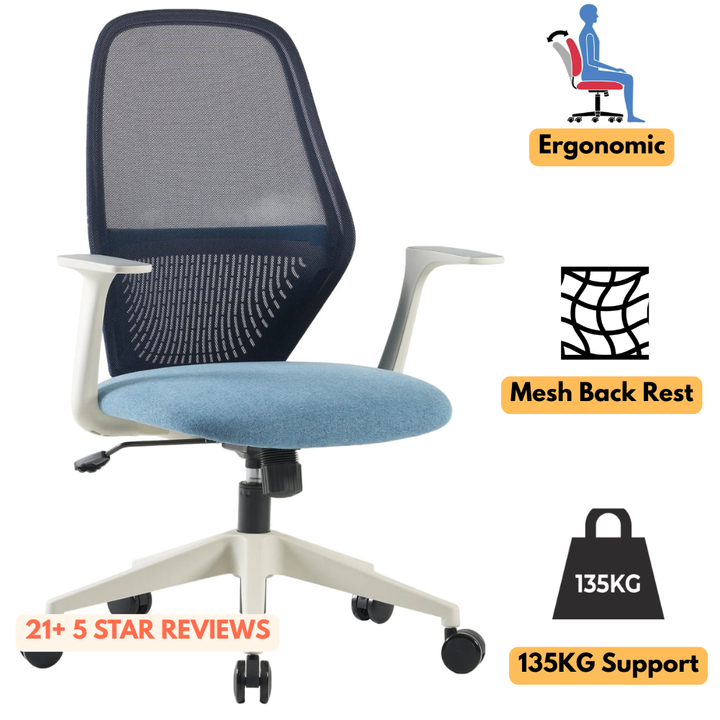 Flower Ergonomic Mesh Gaslift Office Chair Blue