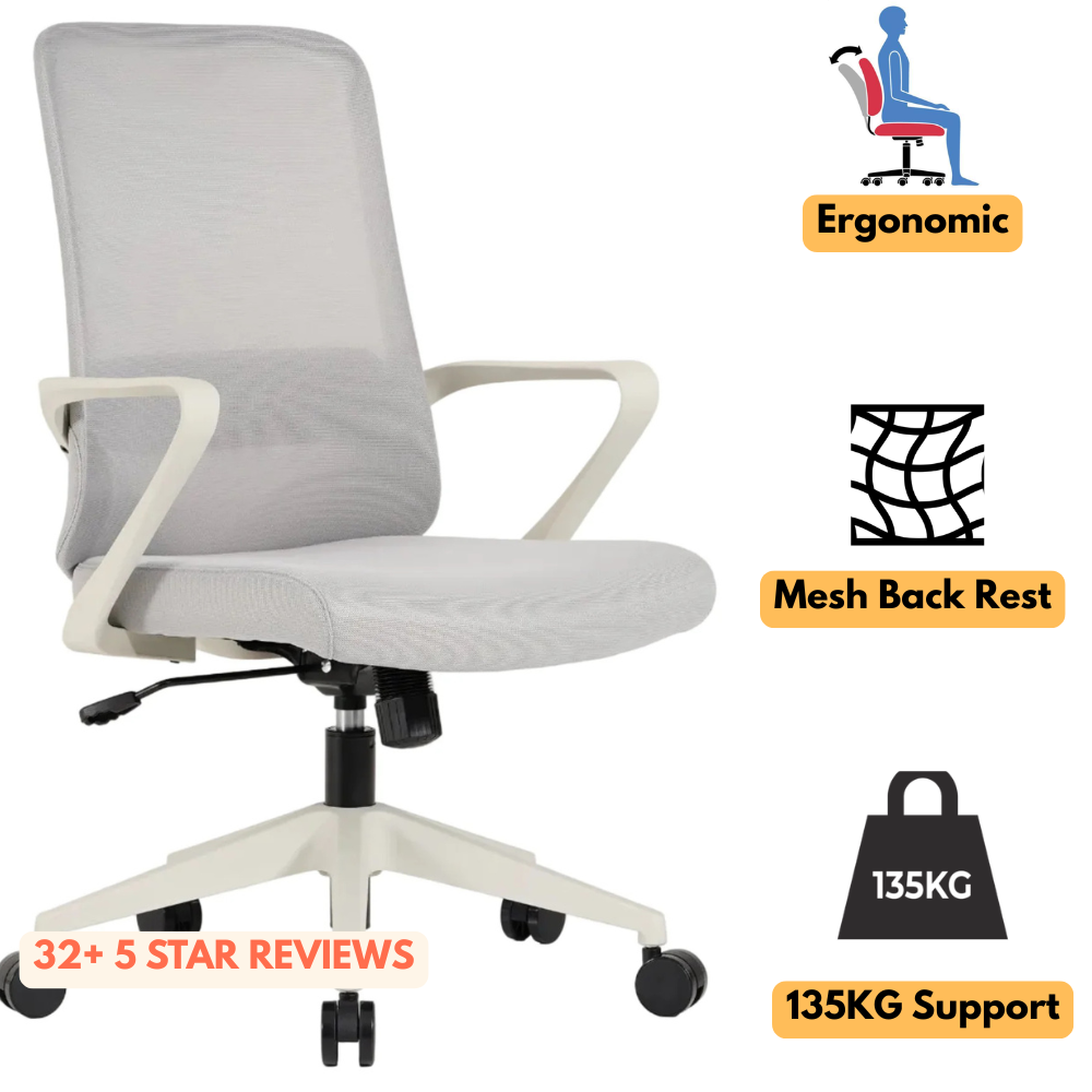 Luna Ergonomic Mesh Gaslift Office Chair White