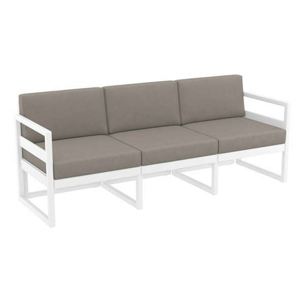 Siesta Mykonos Lounge Sofa XL - White with Light Brown Cushions