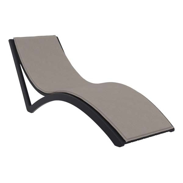 Siesta Slim Sun Lounger - Black with Light Brown Cushion
