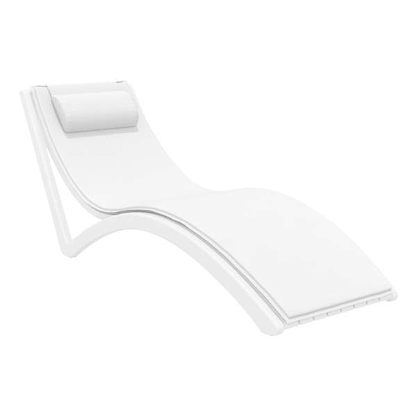 Siesta Slim Sun Lounger - White with White Cushion and Pillow