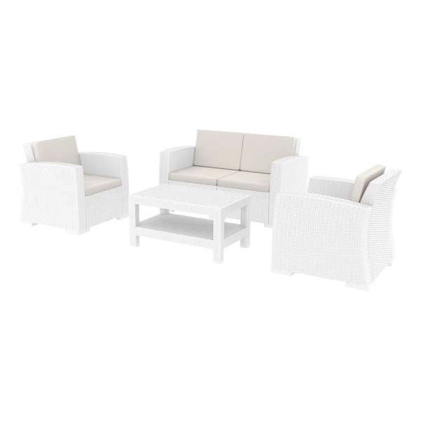 Siesta Monaco Lounge Set - White with cushions