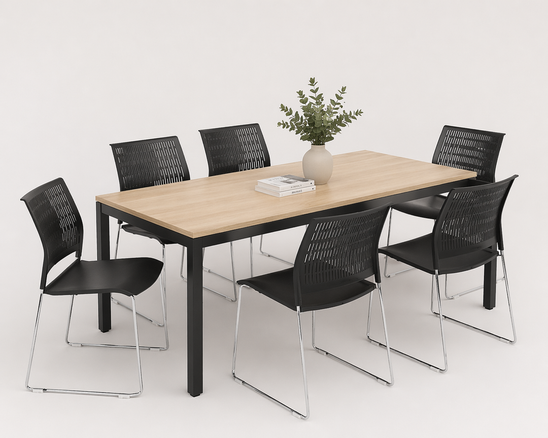 Lunchroom Bundle Set Urban Table + 6 x Commercial Sled Chairs